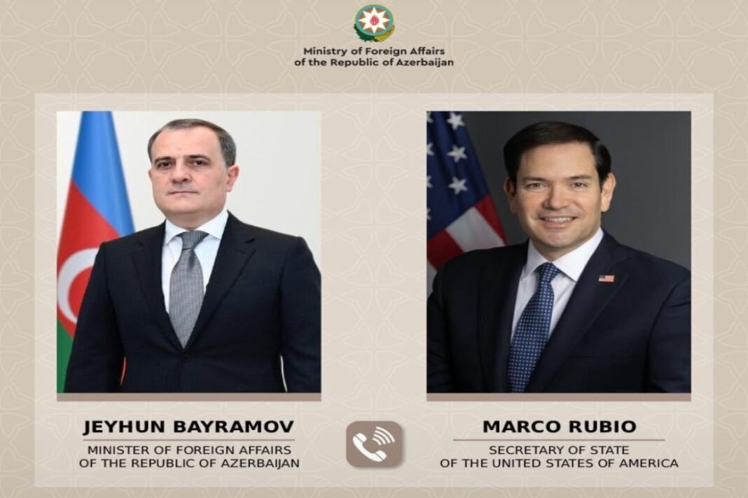 Azerbaycan Dışişleri Bakanı Ceyhun Bayramov ve ABD Dışişleri Bakanı Marco Rubio