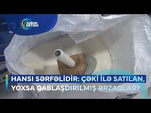Açık şeker ve pirinç paketliden daha ucuza satılabiliyor Azerbaycan televizyon haberinde açık ve paketli gıda fiyatları karşılaştırılıyor