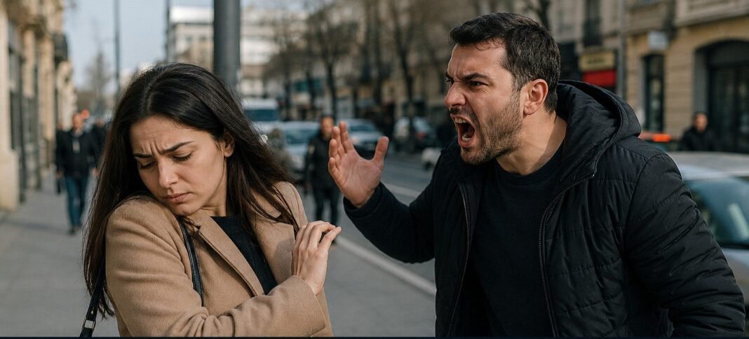 Aile içi şiddet karşısında korku yaşayan kadın illüstrasyonu